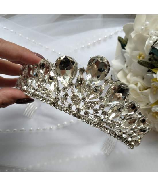 Вишукана діадема з камінням SWAROVSKI, срібло