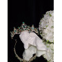 Діадема, тіара волосся, ажурна, з  зеленим камінням