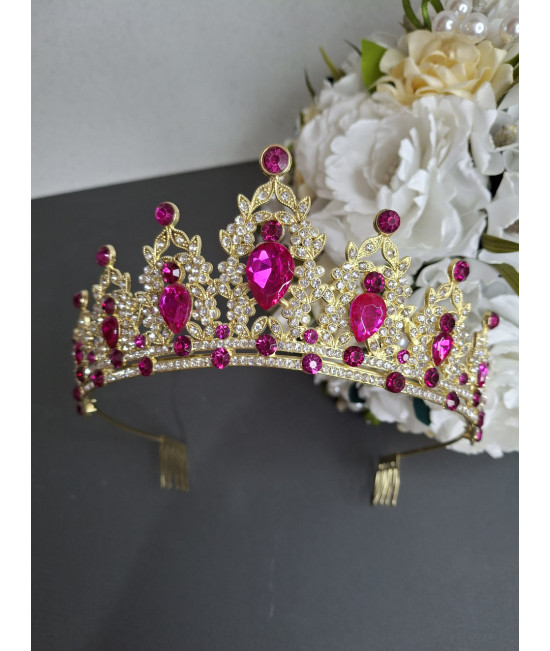 Чарівна діадема з камінням SWAROVSKI, золото
