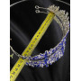 Діадема на петлях з камінням Swarovski Срібляста 15х6 см Діадема з синіми кристалами