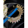 Діадема на петлях з камінням Swarovski Золотиста 14х6 см Діадема з камінням хамелеон Стильна корона