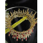 Корона з червоним камінням Swarovski Золото 7.5 см Красива корона для наречених Золотиста корона з камінням